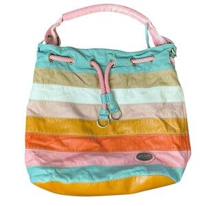 John Romaine Multi-Color Boho Bucket Shoulder Bag